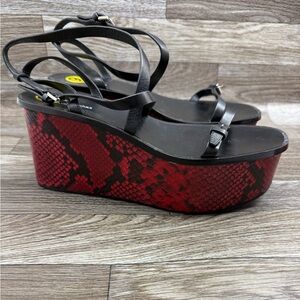 New Display MICHAEL KORS COLLECTION Lenore Vachetta Leather & Python Wedge 9